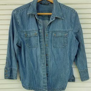 Denim Shirt Jacket 3/4 Sleeves